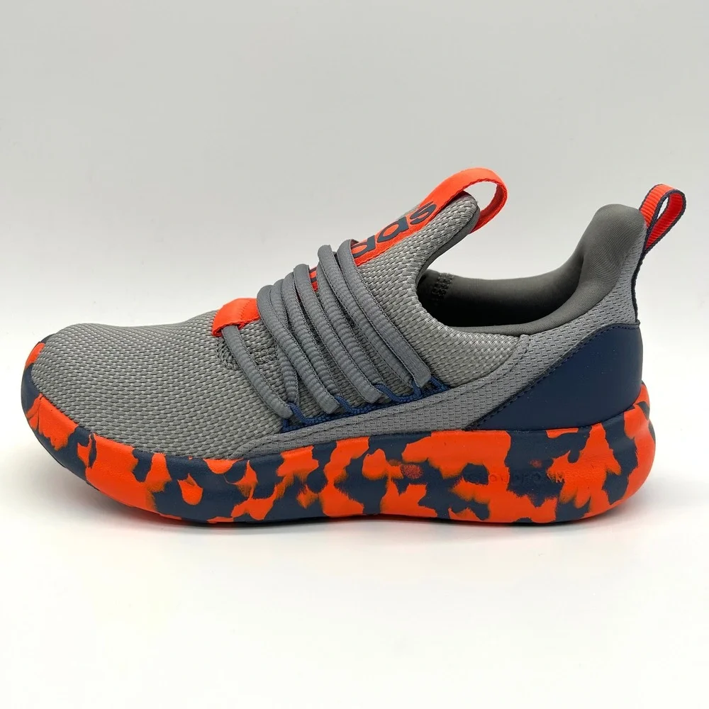 Adidas Lite Racer Adapt 7.0 K Shoes Kids 6 Grey Orange Camo Cloudfoam Sneakers